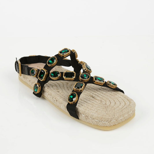 GUCCI グログランクリスタルエスパドリーユサンダル 40 ブラック 573024 43855765