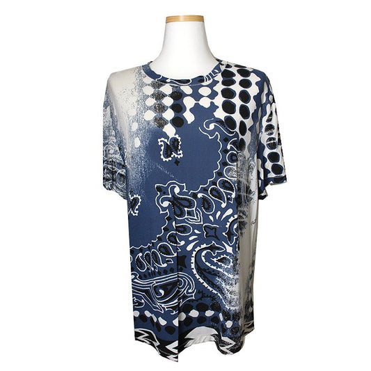 Roberto Cavalli Class Line Navy Paisley T-shirt 55 66 45720207