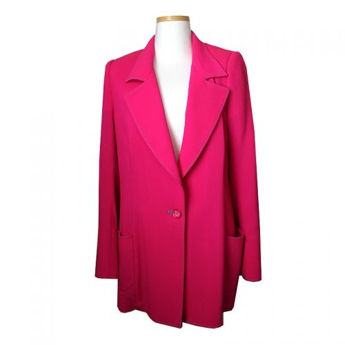 UNGARO Emanuelle Parallel Line Fuchsia Pink Virgin Wool Jacket 55 45779187