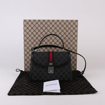 Balenciaga Small Black BB Jacquard Canvas Hacker Project Top Handle and Shoulder Bag 680119 45322971