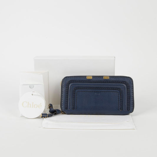 Chloe Marci Zipped Long Wallet in Navy Leather 3P0571 45489113