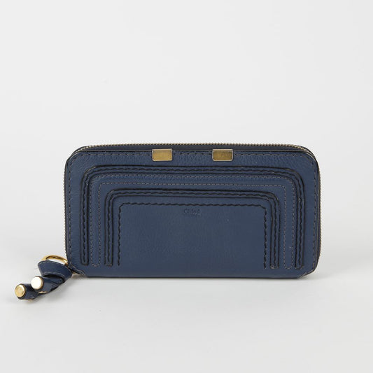 Chloe Marci Zipped Long Wallet in Navy Leather 3P0571 45489113