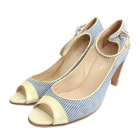 CHANEL Streifen Ankle Strap Schuhe 41 46208455