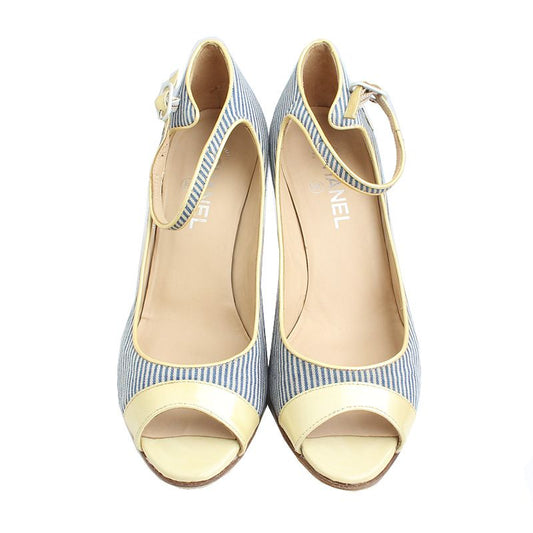 CHANEL Streifen Ankle Strap Schuhe 41 46208455