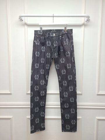 VERSACE メデューサ マルチ レタリング ロゴ ブラックデニムパンツ 31 46214159