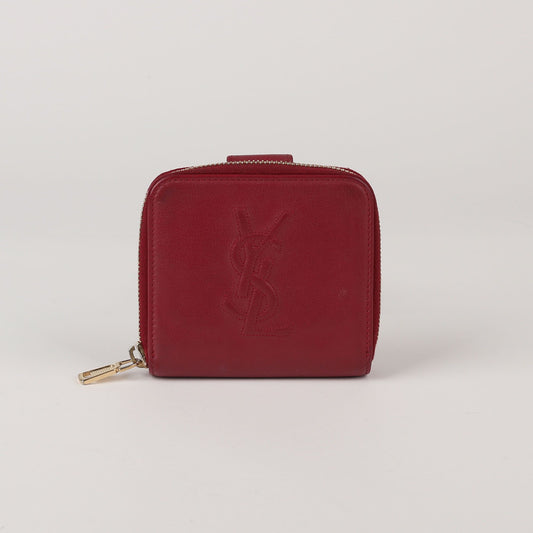 Saint Laurent Red Leather Stitched Logo Zip-Around Wallet 352906 45769441