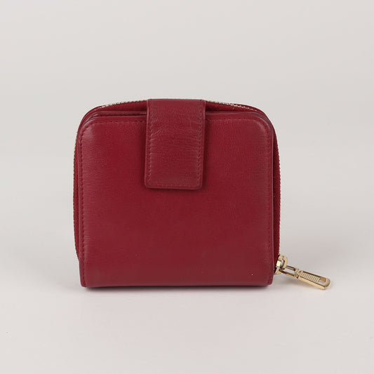 Saint Laurent Red Leather Stitched Logo Zip-Around Wallet 352906 45769441