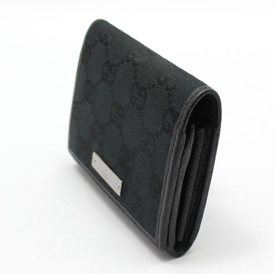 Gucci Black GG Logo Jacquard Silver Card Holder 131886 46754726