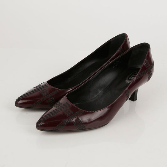 TODS Burgunder Leder Pumps Absatzschuhe 37.5 46366928