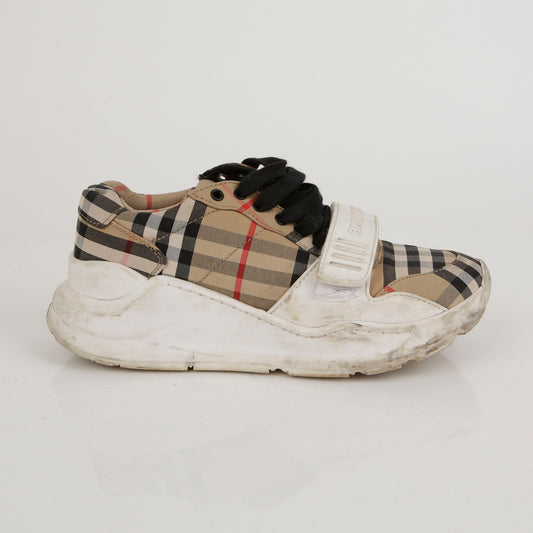 Burberry Archive Beige Vintage Check Cotton Velcro Sneakers 35 46472273