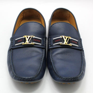 LOUIS VUITTON Navy Blau Goldfarbene LV Logo Hockenheim Mokassin Loafer 8 46882945