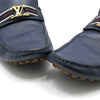 Louis Vuitton Navy Blue Gold Tone LV Logo Hockenheim Moccasin Loafers 8 46882945 [P]