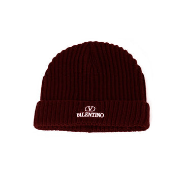 Valentino Embroidered Ribbed Beanie Burgundy 1Y2HB01D FDK 697 46894937