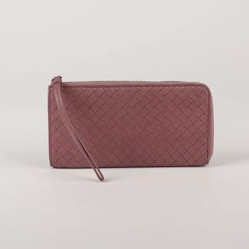 Bottega Veneta Dark Pink Intrecciato Leather Long Wallet 46894756