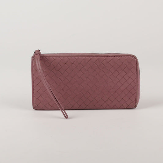 Bottega Veneta Dark Pink Intrecciato Leather Long Wallet 46894756