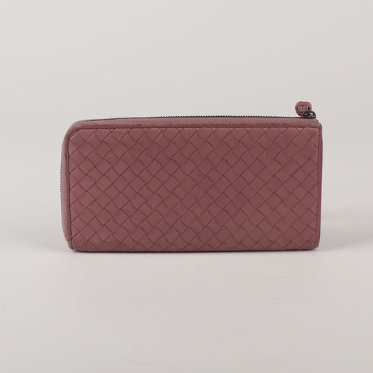 Bottega Veneta Dark Pink Intrecciato Leather Long Wallet 46894756