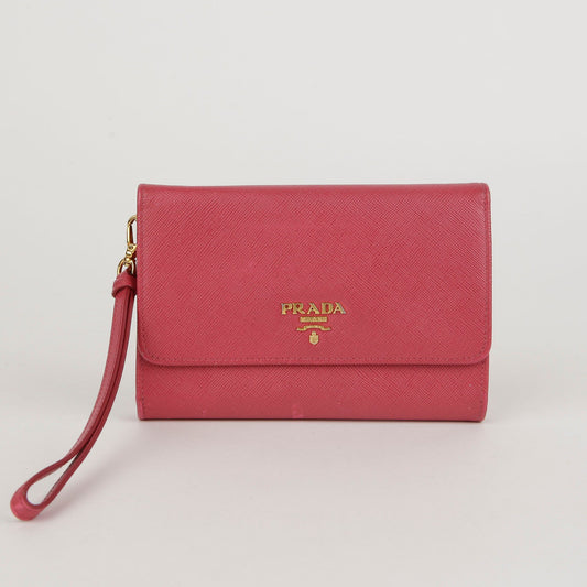Prada Pink Saffiano Leather Strap Wallet 1M1426 47392849
