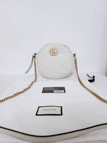 Gucci GG Marmont White Round Mini Shoulder Bag 19x19x6.5 47519075