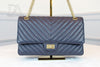 CHANEL 2.55 Vintage Large Chevron Navy 27 Series A+ 47550334 [P]