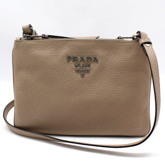 PRADA 1BH046 ピンクベージュ ヴィテロ フェニックス ゴールドロゴ クロスバッグ 47566789