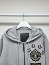 PHILIPP PLEIN グレー スカル スターパッチ ジェット機 チャーム フードジップアップ 47634100 [P]