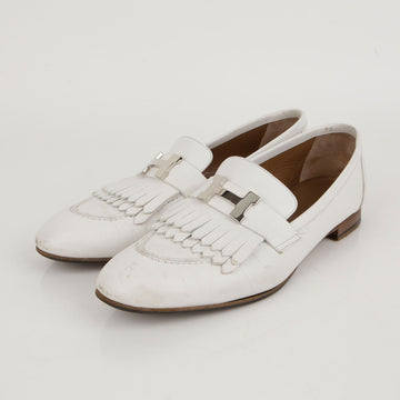 HERMES H181070Z Weiß Leder Royal Loafer 39 47344655