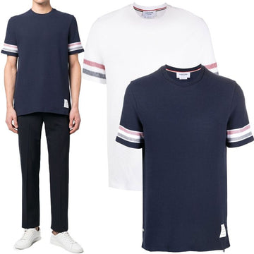 THOM BROWNE トリプルストライプニットTシャツ MJS204A J0046 415 100 47722797