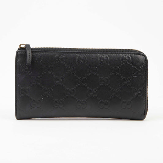 Gucci Black Shima Leather Zipper Long Wallet 332747 47745094