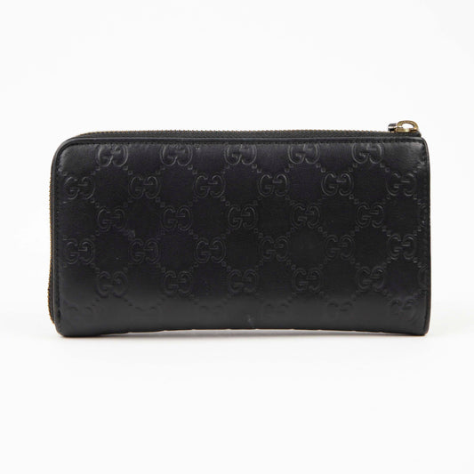 Gucci Black Shima Leather Zipper Long Wallet 332747 47745094
