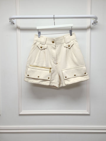 LOUIS VUITTON Beige Goldene Cord Safari Shorts Hosen 36 48189692