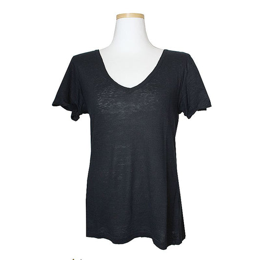 ISABEL MARANT Étoile Navy U-Neck Leinen T-Shirt 55 48189798