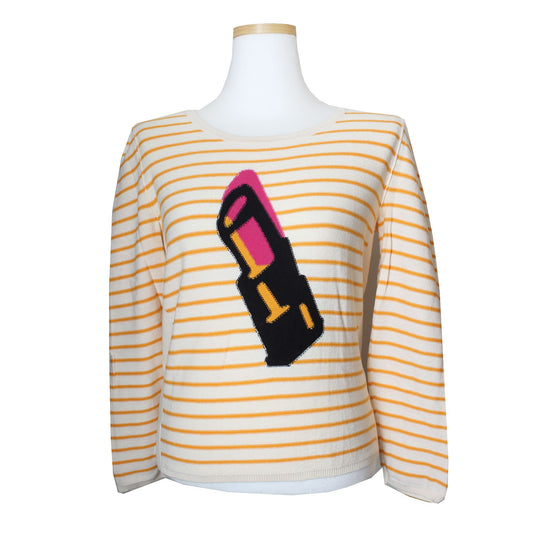 SONIA RYKIEL Sonia by Orange Streifen Strickoberteil 44 48196960