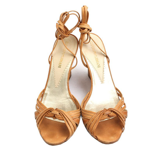 Emporio Armani Camel Strap Wedge Sandals 36 48200839