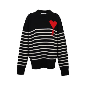 AMI Big Heart Logo Stripe Wool Knit E22UKS004 018 958 47633419