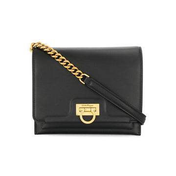 SALVATORE FERRAGAMO Gancini Logo Klappen Schultertasche Schwarz 21-I163 0730349 48799000