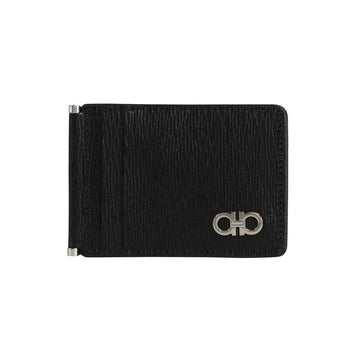SALVATORE FERRAGAMO Doppelte Gancini Geldbörse aus Leder Schwarz 66-A624 0723881 48799056