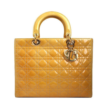 Dior Yellow Cannage Patent Lady Large Tote and Shoulder Bag 48888094