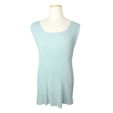 ISSEY MIYAKE Mintgraue Plissierte Ärmellose Bluse M 49041979