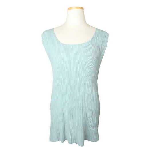 ISSEY MIYAKE ミントグレー立体プリーツノースリーブトップス M 49041979