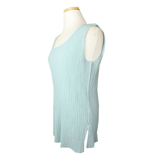 ISSEY MIYAKE ミントグレー立体プリーツノースリーブトップス M 49041979
