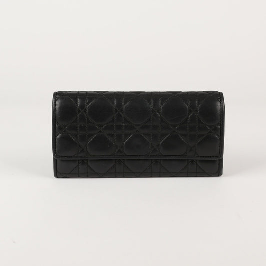 DIOR Schwarze Cannage Lammleder Kette Geldbörse 49018492
