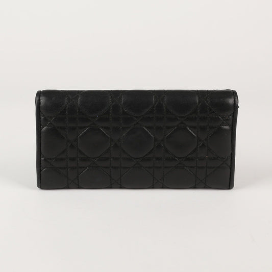 DIOR Schwarze Cannage Lammleder Kette Geldbörse 49018492