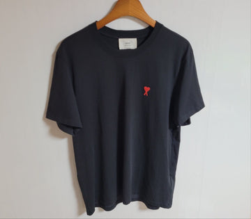 AMI Schwarzes kleines Herzstickerei T-Shirt XL 49270498