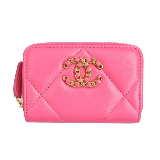 CHANEL 19 Pink Zip Card Holder 12345 49387640