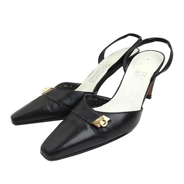 Salvatore Ferragamo Black Gancini Slingback Shoes 6.5 D 49526441