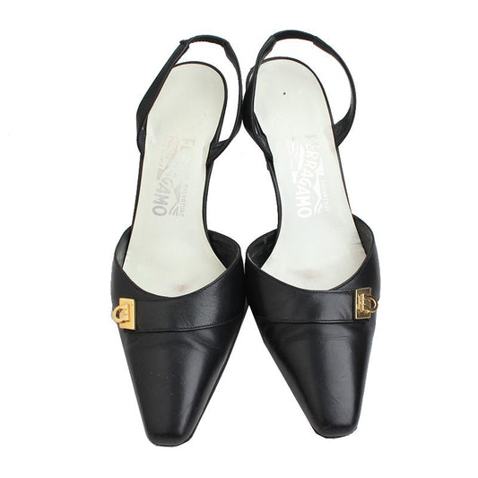 SALVATORE FERRAGAMO Schwarze Gancini Slingback-Schuhe 6.5 D 49526441