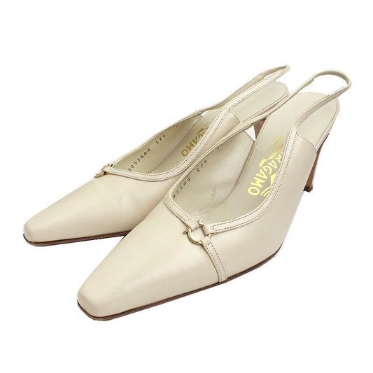 SALVATORE FERRAGAMO Ivory Gancini Slingback Schuhe 7D 49527448