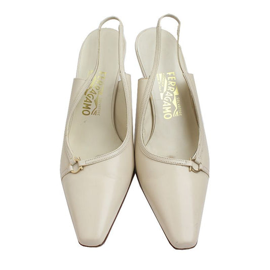 SALVATORE FERRAGAMO Ivory Gancini Slingback Schuhe 7D 49527448