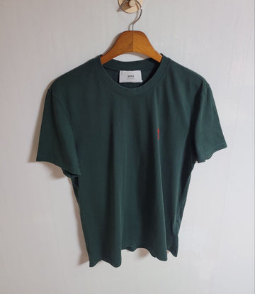 AMI Grünes kleines Herzstickerei T-Shirt M E22UTS001 724 49684335