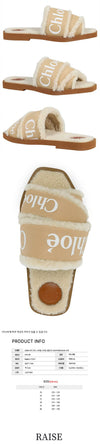 CHLOE Woody Logo Strap Shearling Sandalen 275 49869660 [P]